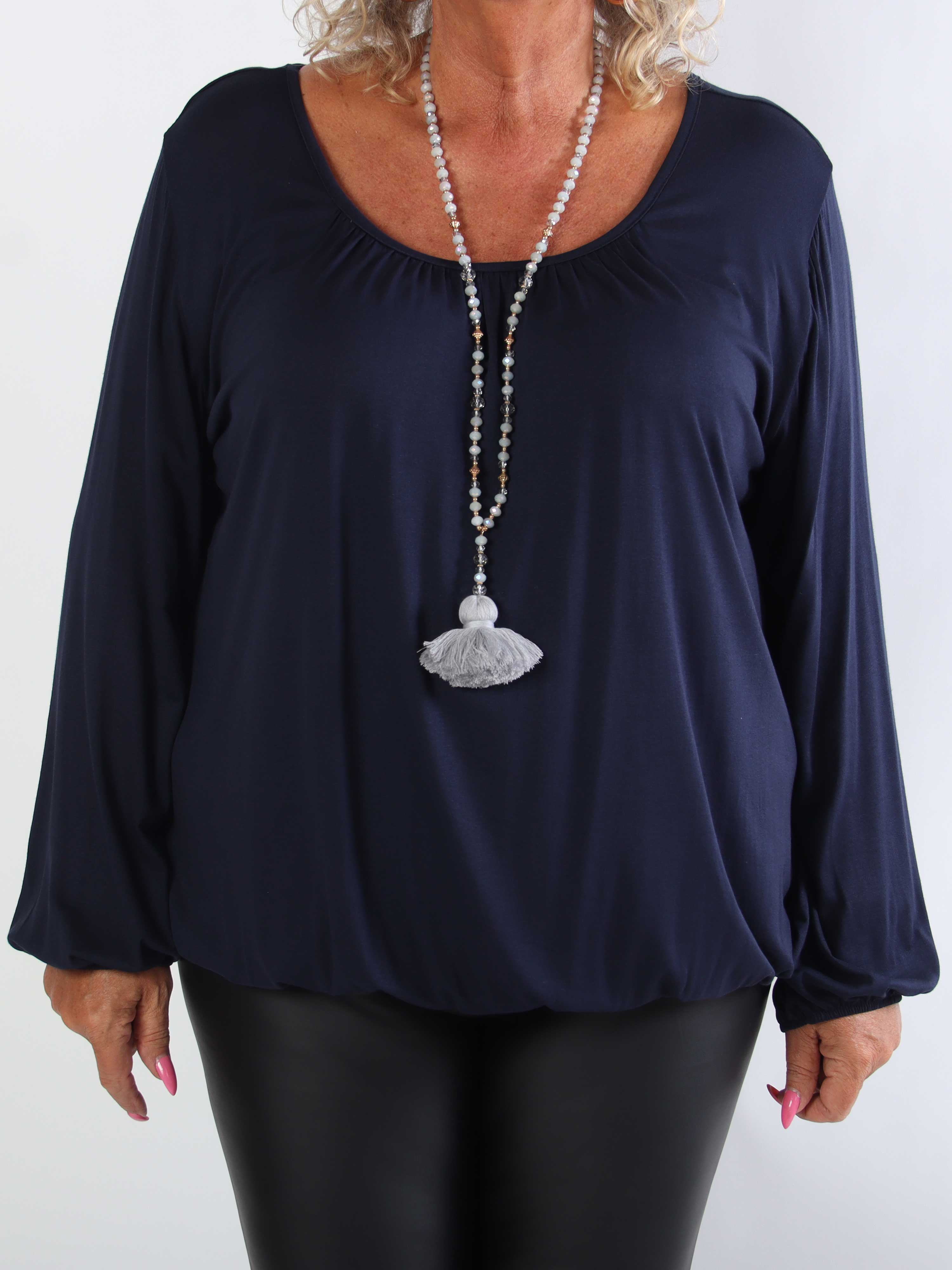 Miracle L/S - Skønneste basis plus size bluse med elastik for enden